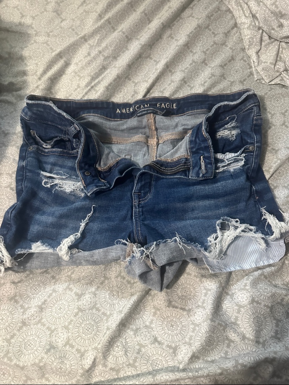 American Eagle Distressed Dark Wash Denim Shorts